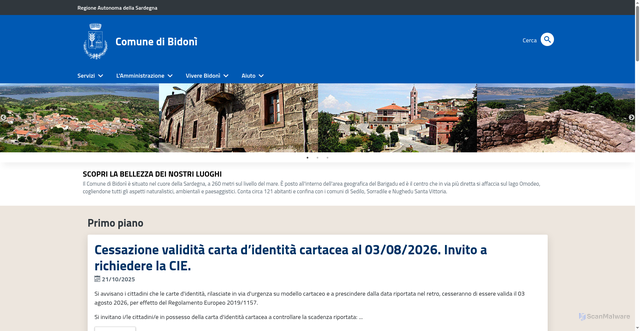 Security scan screenshot of https://www.comune.bidoni.or.it