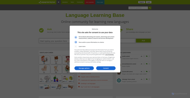 Security scan screenshot of https://languagelearningbase.com