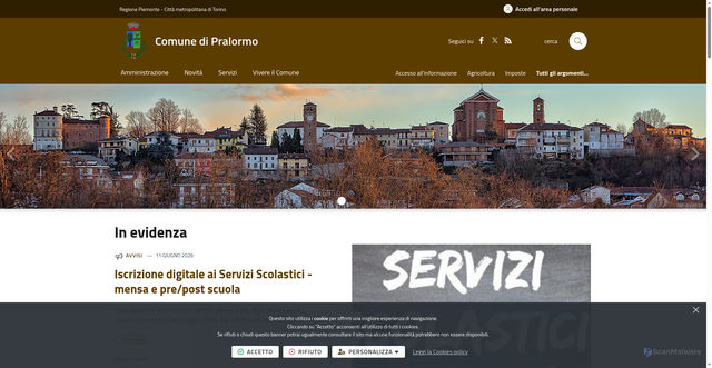 Security scan screenshot of https://www.comune.pralormo.to.it