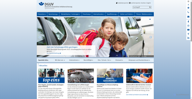 Security scan screenshot of http://www.dguv.de