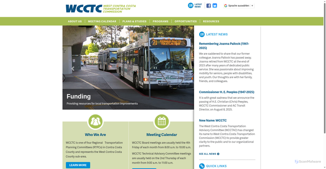 Security scan screenshot of https://www.westcontracostatc.gov/