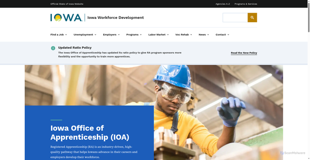 Security scan screenshot of https://workforce.iowa.gov/apprenticeship