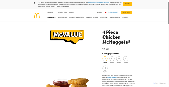 Security scan screenshot of https://www.mcdonalds.com/us/en-us/product/chicken-mcnuggets-4-piece.html