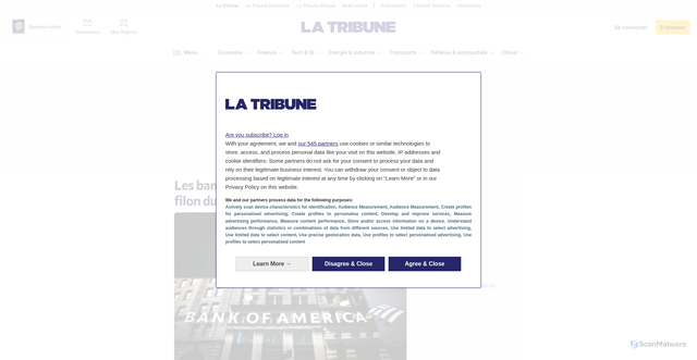 Security scan screenshot of https://latribune.fr