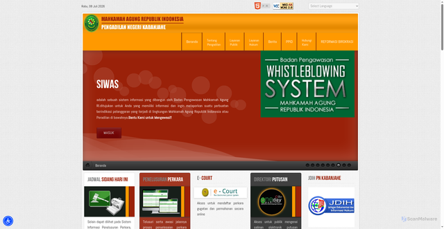 Security scan screenshot of https://pn-kabanjahe.go.id