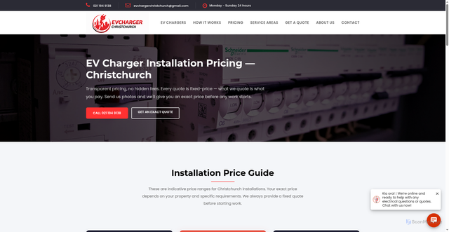 Security scan screenshot of https://evchargerchristchurch.pages.dev/ev-charger-installation-pricing-christchurch.html