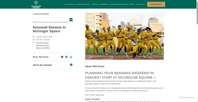 Security scan screenshot of https://www.mcgregorsquare.com/event/savannah-bananas-at-mcgregor-square-sat/