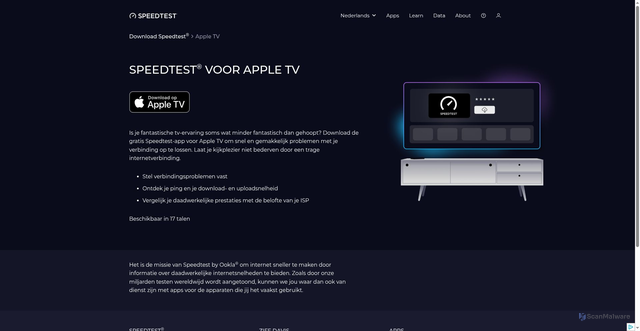 Security scan screenshot of https://pirouz.pages.dev/nl/apps/appletv