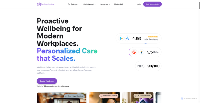 Security scan screenshot of https://meditopia.com