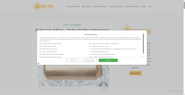Security scan screenshot of https://draftmag.com/24-oz-can-of-beer/