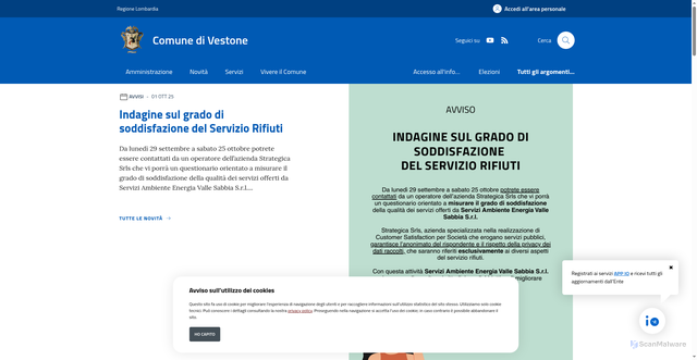 Security scan screenshot of https://www.comune.vestone.bs.it/