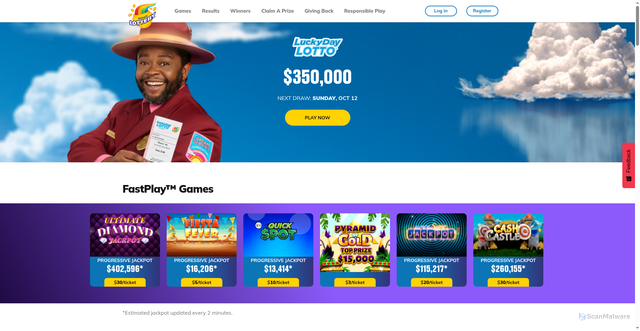 Security scan screenshot of https://www.illinoislottery.com/