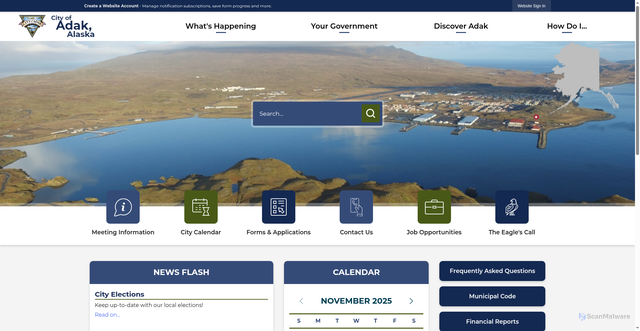 Security scan screenshot of https://adak-ak.gov/