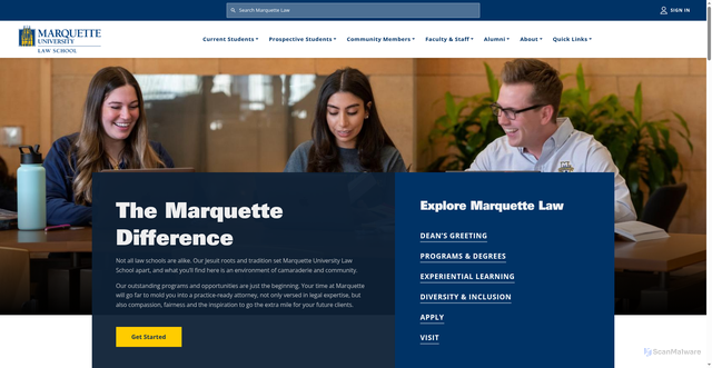 Security scan screenshot of https://law.marquette.edu