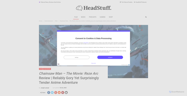 Security scan screenshot of https://headstuff.org/entertainment/film/chainsaw-man-movie-reze-arc-review-tender-gory-anime/