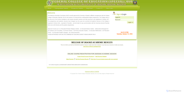 Security scan screenshot of https://ui.fcesoyo.edu.ng