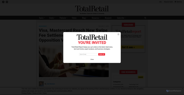 Security scan screenshot of https://www.mytotalretail.com/article/visa-mastercard-reach-new-swipe-fee-settlement-with-merchants-opposition-voiced/