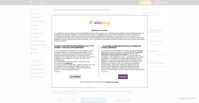 Security scan screenshot of https://eklablog.com