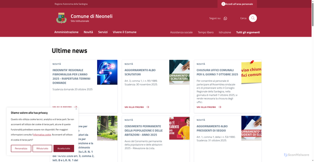Security scan screenshot of https://comune.neoneli.or.it/
