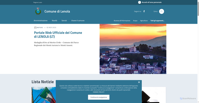 Security scan screenshot of https://comune.lenola.lt.it/