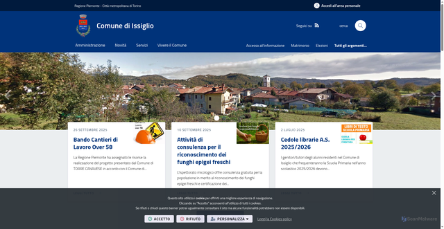 Security scan screenshot of https://www.comune.issiglio.to.it/it-it/home
