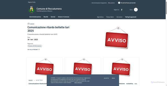 Security scan screenshot of https://comune.roccalumera.me.it/