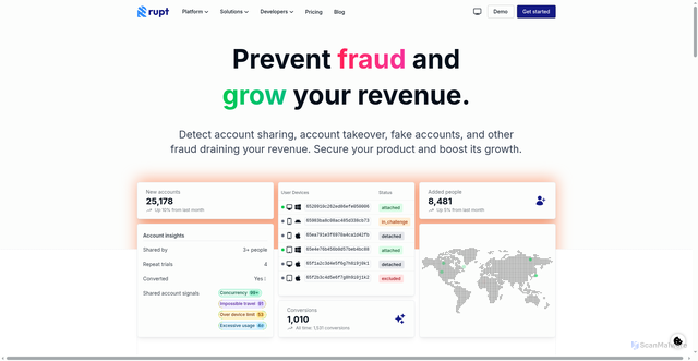 Security scan screenshot of https://rupt.dev