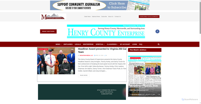 Security scan screenshot of https://henrycountyenterprise.com/