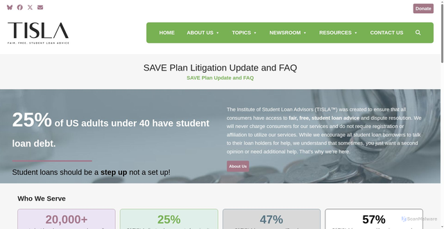 Security scan screenshot of https://freestudentloanadvice.org/