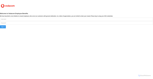 Security scan screenshot of https://vodacom-employees-benefits-05a692.webflow.io/