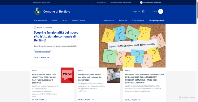 Security scan screenshot of https://www.comune.bertiolo.ud.it/