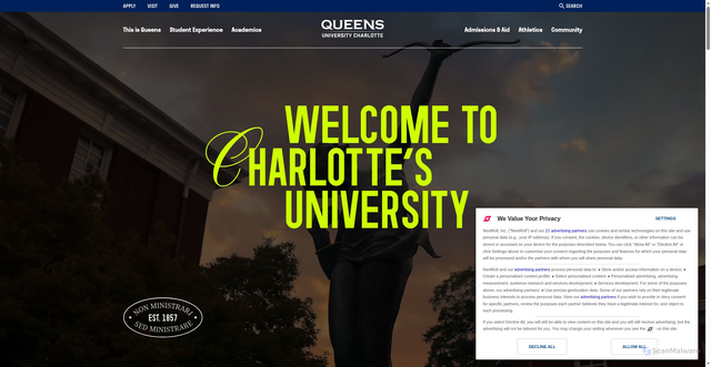 Security scan screenshot of https://www.queens.edu/