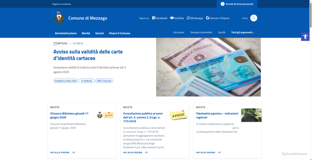 Security scan screenshot of https://www.comune.mezzago.mb.it