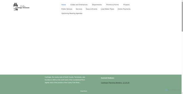 Security scan screenshot of https://www.townofcarthagetn.gov/