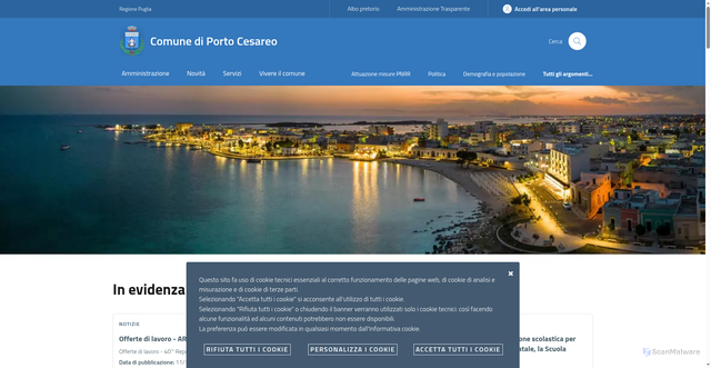 Security scan screenshot of https://www.comune.portocesareo.le.it/