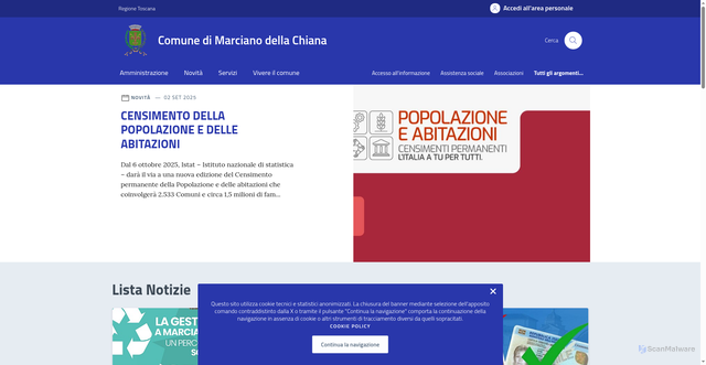 Security scan screenshot of https://www.comune.marcianodellachiana.ar.it/