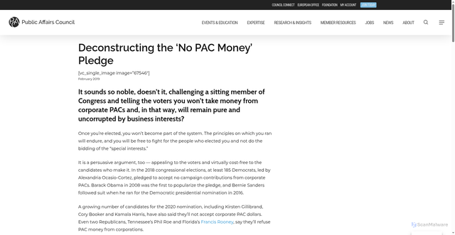 Security scan screenshot of https://pac.org/impact/deconstructing-no-pac-money-pledge