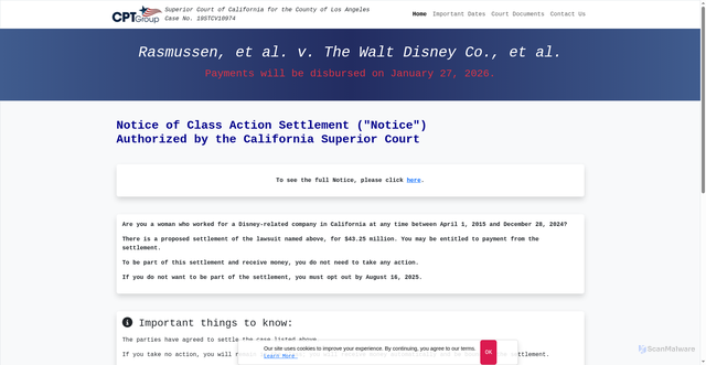Security scan screenshot of https://www.rasmussenvtwdcsettlement.com/
