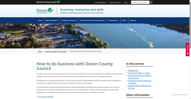 Security scan screenshot of https://new.devon.gov.uk/economy/business-support/how-to-do-business-with-dcc/