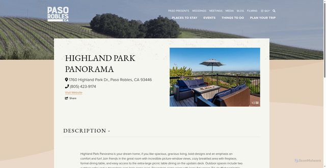 Security scan screenshot of https://www.travelpaso.com/listing/highland-park-panorama/1867/