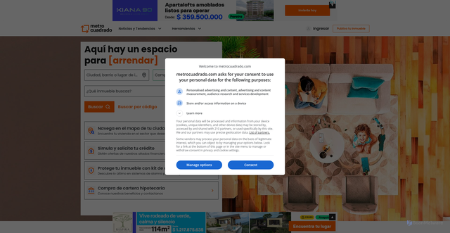 Security scan screenshot of https://www.metrocuadrado.com