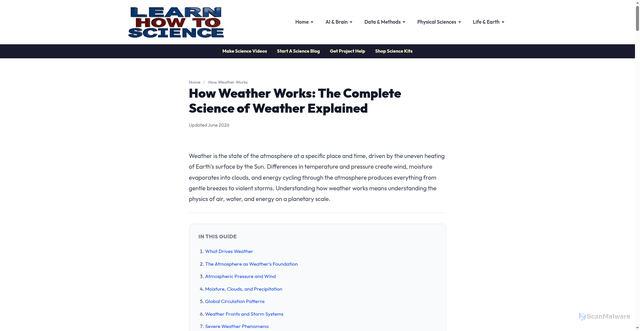 Security scan screenshot of https://www.learnhowtoscience.com/weather-science-explained/