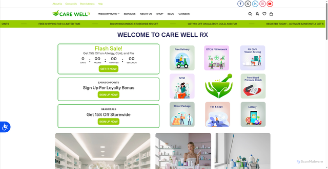 Security scan screenshot of https://carewellphcy.com