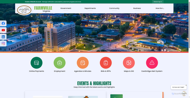Security scan screenshot of https://farmvilleva.gov/
