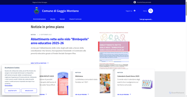 Security scan screenshot of https://www.comune.gaggio-montano.bo.it/
