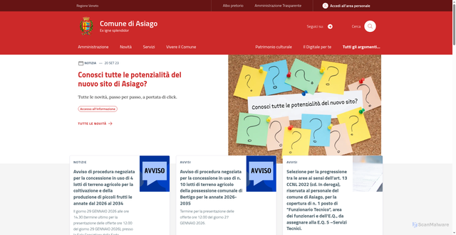 Security scan screenshot of https://www.comune.asiago.vi.it/