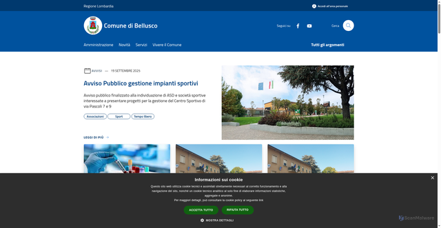 Security scan screenshot of https://www.comune.bellusco.mb.it/it