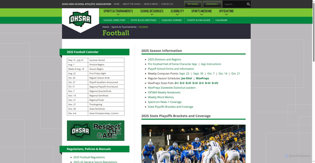 Security scan screenshot of https://www.ohsaa.org/sports/football