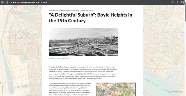 Security scan screenshot of https://scalar.usc.edu/hc/jewish-histories-boyle-heights/the-origins-of-boyle-heights