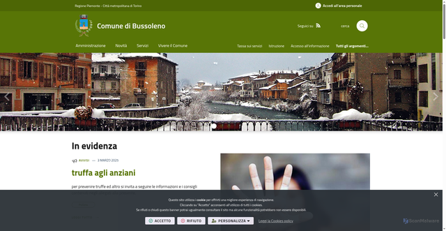 Security scan screenshot of https://www.comune.bussoleno.to.it/it-it/home